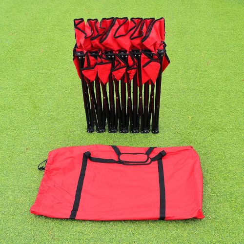  Yaheetech BenefitUSA Folding Portable Team Sports Sideline Bench 6 Seater Outdoor Waterproof- RED