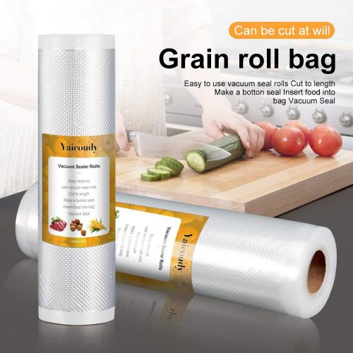  Vacuum Sealer Bags for Food Yaicoudy 8 inches x 16 feet x 2 Packs Rolls Vacuum Sealer Roll Fresh Commercial Grade Heavy Duty Sous Vide Multilayer Construction