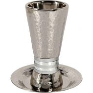 [아마존베스트]Yair Emanuel | Hammered Nickel Cylinder Shaped Kiddush Cup With Silver Rings | CUT-3