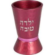 [아마존베스트]Yair Emanuel Hammered Nickel Girls Kiddush Cup - Pink (YTO-4)