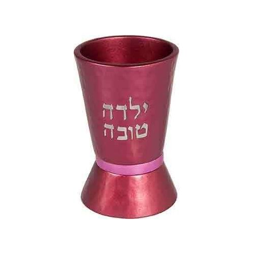  [아마존베스트]Yair Emanuel Hammered Nickel Girls Kiddush Cup - Pink (YTO-4)