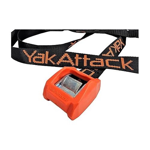  YakAttack Cam Strap - Heavy Duty Polyester Kayak Tie Down with Protective Rubber Buckle, Black/Orange | Kayak Fishing Accessories