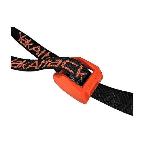  YakAttack Cam Strap - Heavy Duty Polyester Kayak Tie Down with Protective Rubber Buckle, Black/Orange | Kayak Fishing Accessories