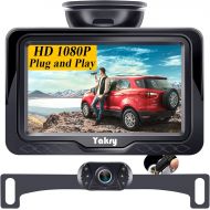 [아마존베스트]Yakry HD Backup Camera and Monitor Kit Wire Single Power Supply For Whole System Rear View/Constantly View License Plate Reverse Camera For Car/SUV/Vehicle/Pickup Waterproof Night