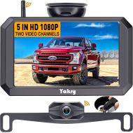 [아마존베스트]Yakry Y24 HD 1080P Digital Wireless Backup Camera System 5 Inch Monitor Hitch Rear View Camera for Trucks,Campers,Vans,Small RVs,Cars Front View Camera Guide Lines Settings IP69K W