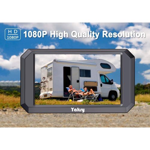  [아마존베스트]Yakry Y24 HD 1080P Digital Wireless Backup Camera System 5 Inch Monitor Hitch Rear View Camera for Trucks,Campers,Vans,Small RVs,Cars Front View Camera Guide Lines Settings IP69K W