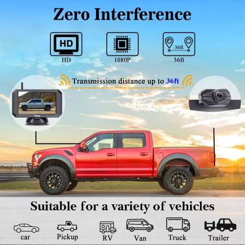  [아마존베스트]Yakry Y24 HD 1080P Digital Wireless Backup Camera System 5 Inch Monitor Hitch Rear View Camera for Trucks,Campers,Vans,Small RVs,Cars Front View Camera Guide Lines Settings IP69K W