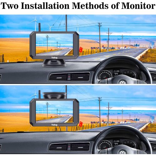  [아마존베스트]Yakry Y24 HD 1080P Digital Wireless Backup Camera System 5 Inch Monitor Hitch Rear View Camera for Trucks,Campers,Vans,Small RVs,Cars Front View Camera Guide Lines Settings IP69K W