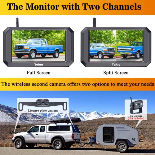  [아마존베스트]Yakry Y24 HD 1080P Digital Wireless Backup Camera System 5 Inch Monitor Hitch Rear View Camera for Trucks,Campers,Vans,Small RVs,Cars Front View Camera Guide Lines Settings IP69K W