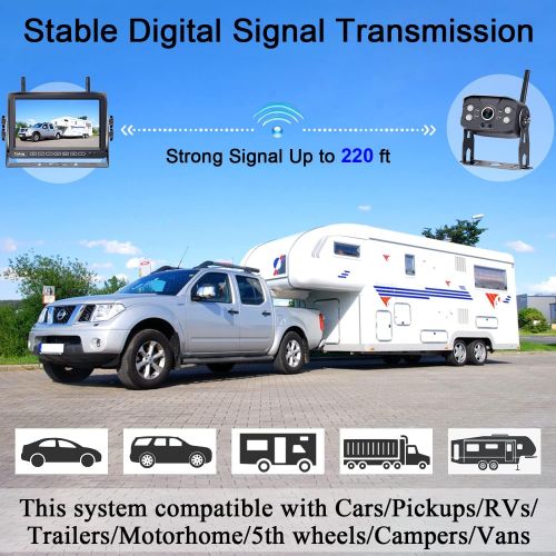  [아마존베스트]Yakry Y27 HD 1080P Wireless Backup Camera with 7 Inch DVR Monitor IPS Split Screen High-Speed Rear View Observation System for RVs,Trailers,Trucks,Fifth Wheels IR Night Vision Stab