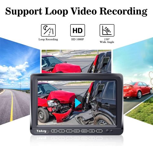  [아마존베스트]Yakry Y27 HD 1080P Wireless Backup Camera with 7 Inch DVR Monitor IPS Split Screen High-Speed Rear View Observation System for RVs,Trailers,Trucks,Fifth Wheels IR Night Vision Stab