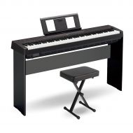 Yamaha},description:This premium keyboard package centers around the Yamaha P-45 digital piano, a slim, lightweight piano with satisfying action and great sounds. It also includes