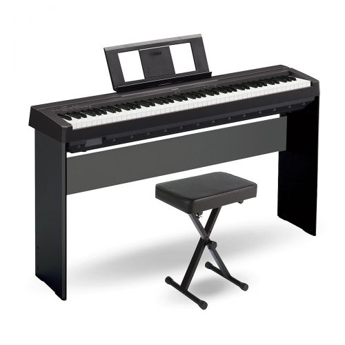 야마하 Yamaha},description:This premium keyboard package centers around the Yamaha P-45 digital piano, a slim, lightweight piano with satisfying action and great sounds. It also includes