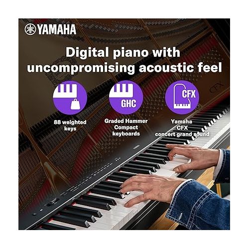 야마하 Yamaha P225B, 88-Key Weighted Action Digital Piano with Power Supply and Sustain Pedal, Black (P225B)