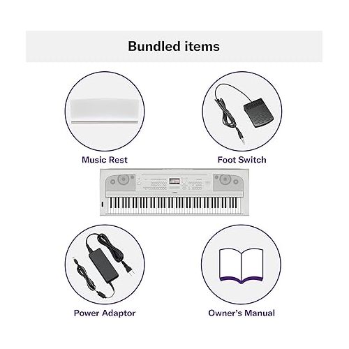 야마하 Yamaha DGX670WH 88-Key Weighted Digital Piano, White (Furniture Stand Sold Separately)