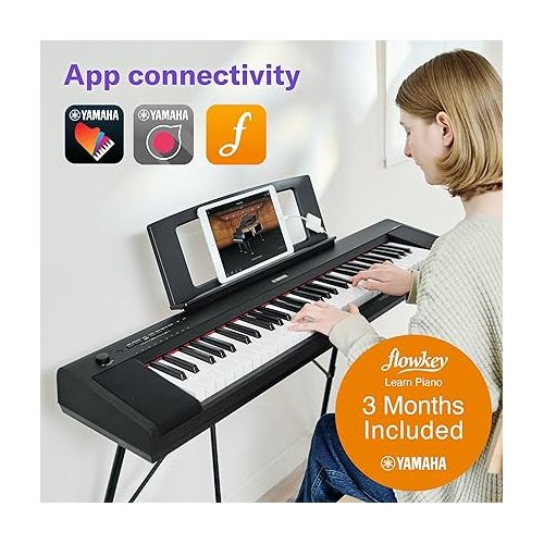 야마하 Yamaha 61-Key Piaggero Ultra-Portable Digital Piano, Black (NP15WH)