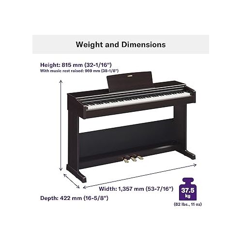 야마하 Yamaha, YDP105 Arius Series Digital Console Piano with Bench, Dark Rosewood, 88-Key