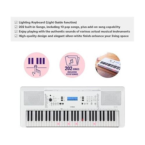 야마하 Yamaha EZ300 61-Key Portable Keyboard with Lighted Keys and PA130 Power Adapter