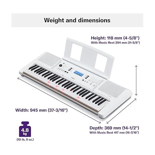 야마하 Yamaha EZ300 61-Key Portable Keyboard with Lighted Keys and PA130 Power Adapter