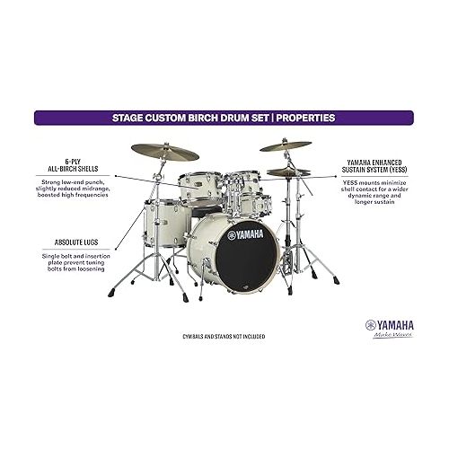 야마하 Yamaha Stage Custom Birch 3-Piece Shell Pack Drum Set (SBP8F3CLW)