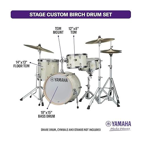 야마하 Yamaha Stage Custom Birch 3-Piece Shell Pack Drum Set (SBP8F3CLW)
