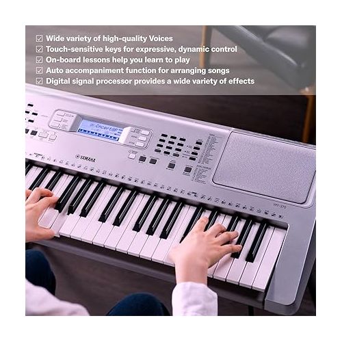 야마하 Yamaha 61-Key Touch Sensitive Portable Keyboard With PA130 Power Adapter, YPT370