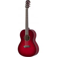 Yamaha CSF1M CRB Parlor Size Acoustic Guitar with Hard Gig Bag, Crimson Red Burst