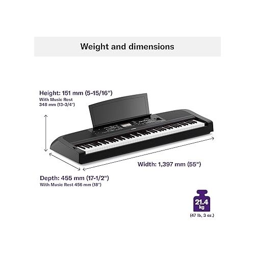 야마하 Yamaha DGX670B 88-Key Weighted Digital Piano, Black (Furniture Stand Sold Separately)