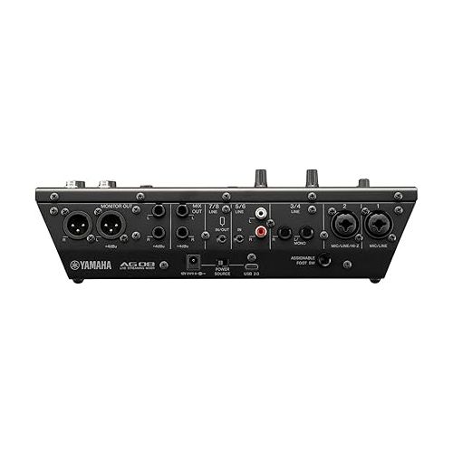 야마하 Yamaha AG08 Black 8-Channel Live Streaming Loopback Mixer/USB Interface with Steinberg Software Suite