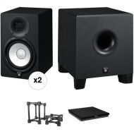 Yamaha HS7 Powered Studio Monitors and HS8S Subwoofer with Isolation Stands Kit