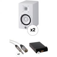 Yamaha HS5 Powered Studio Monitor Kit with Cables and Isolation Pads (White Monitors)