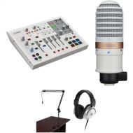 Yamaha AG08 All-In-One 8-Channel Streaming Station Kit with Mic, Broadcast Arm, and Headphones (White)