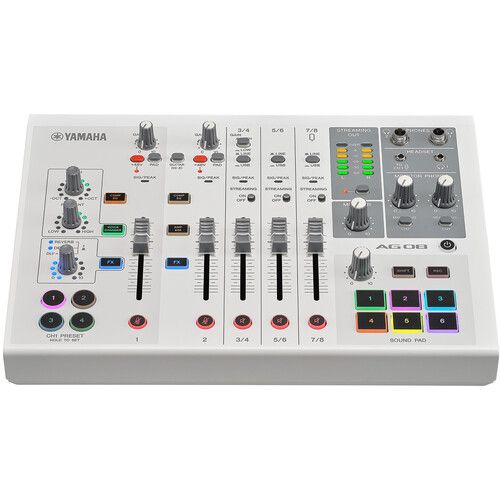 야마하 Yamaha AG08 All-In-One 8-Channel Streaming Station (White)