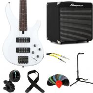 Yamaha TRBX304 Bass Guitar and Ampeg RB-108 Amp Bundle - White