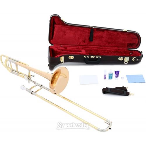 야마하 Yamaha YSL-882GOR Xeno Professional F-attachment Trombone - Clear Lacquer with Gold Brass Bell