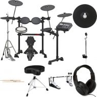 Yamaha DTX6K2-X Electronic Drum Set Double Bass Essentials & Headphones Bundle With Extra Cymbal