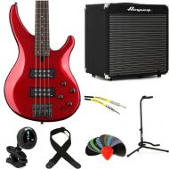 Yamaha TRBX304 Bass Guitar and Ampeg RB-108 Amp Bundle - Candy Apple Red