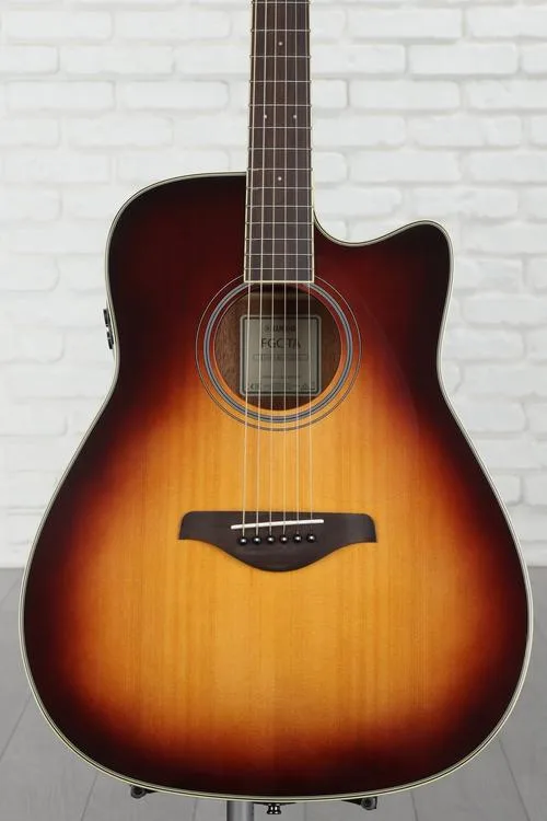 야마하 Yamaha FGC-TA TransAcoustic Dreadnought Guitar - Brown Sunburst