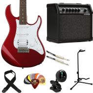 Yamaha PAC012 Pacifica Electric Guitar and Line 6 Spider V 20 MkII Amp Essentials Bundle - Metallic Red