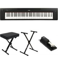 Yamaha Piaggero NP-35 76-key Portable Piano Essentials Bundle - Black