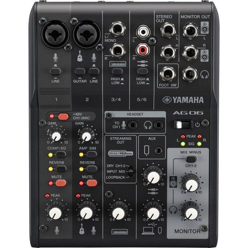 야마하 Yamaha AG06MK2 6-Channel Mixer and USB Audio Interface (Black)