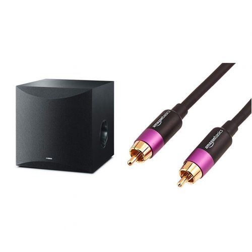 야마하 Yamaha Audio Yamaha 10 100W Powered Subwoofer - Black (NS-SW100BL) & AmazonBasics Subwoofer Cable - 8 Feet