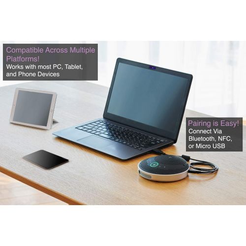 야마하 YAMAHA YVC-200 Portable USB & Bluetooth Speakerphone, Hold Meetings Anywhere, Noise Reducing Conference Phone with 10-Hour Rechargeable Battery Life