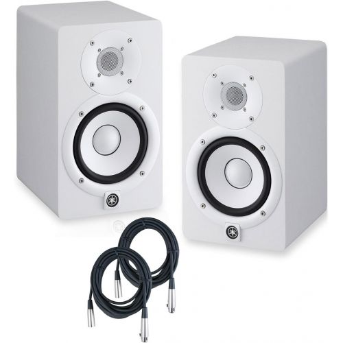 야마하 Yamaha HS8 Powered Studio Monitors Pair White w/ Strukture PRO20M7 XLR Cables 20 feet - Bundle