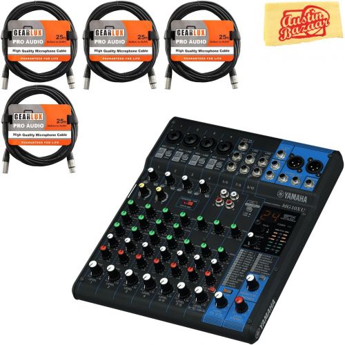 야마하 Yamaha MG16XU Mixer Bundle with XLR Cables and Polishing Cloth