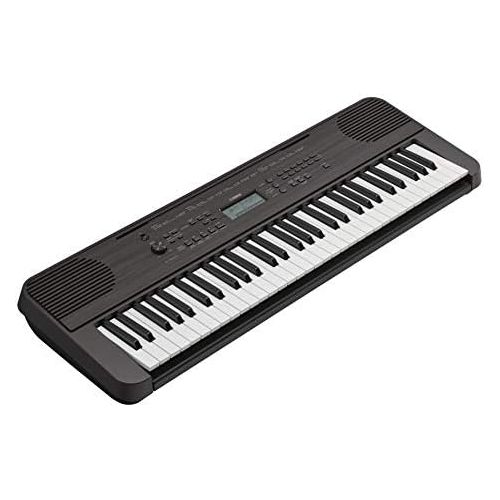 야마하 Yamaha PSRE360 61-Key Touch Sensitive Portable Keyboard with Power Supply, Dark Walnut