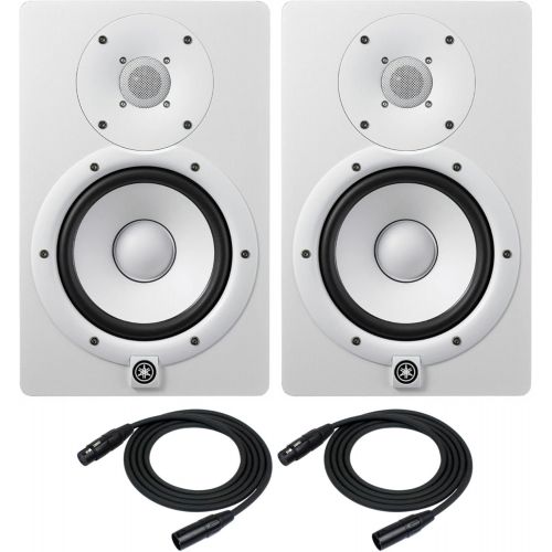 야마하 Yamaha HS7 Powered Studio Monitors Pair White w/ XLR Cables - Bundle