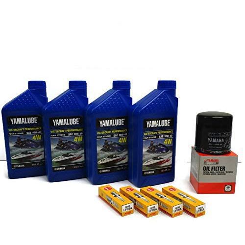 야마하 YAMAHA SVHO 1.8L WaveRunner Oil Change Kit w/Filter FX-SVHO FZR-SVHO FZS-SVHO GP1800 GP1800R 69J-13440-03-00 NGK Spark Plugs Maintenance Kit