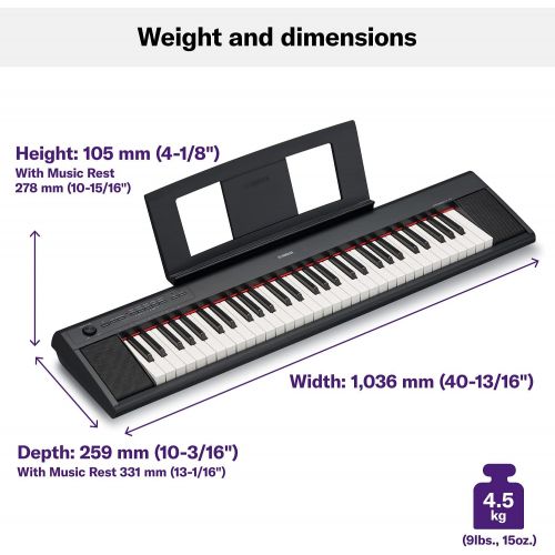 야마하 Yamaha NP12 61-Key Lightweight Portable Keyboard, Black (power adapter sold separately)