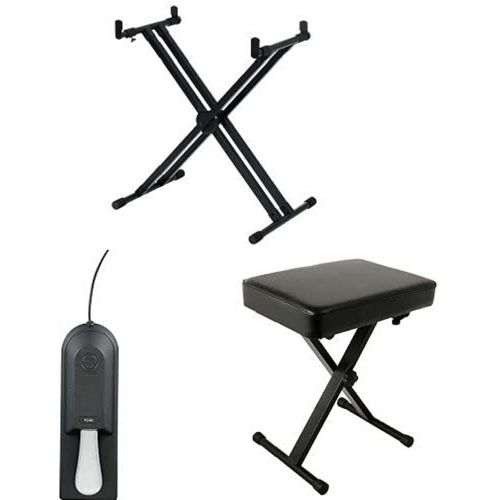 야마하 Yamaha YKA7500 Professional Double X Style Keyboard Stand with Sustain Pedal and Bench